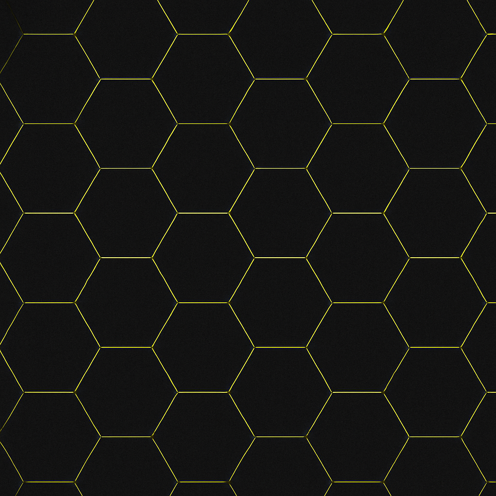 HexaCrunch hexagon hive background – six-sided insect-inspired design symbolizing Hexa.